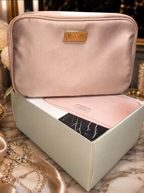 Prada | Blush Pink Satin Cosmetic Makeup Bag Only | Y2K Quiet Luxury | NWT